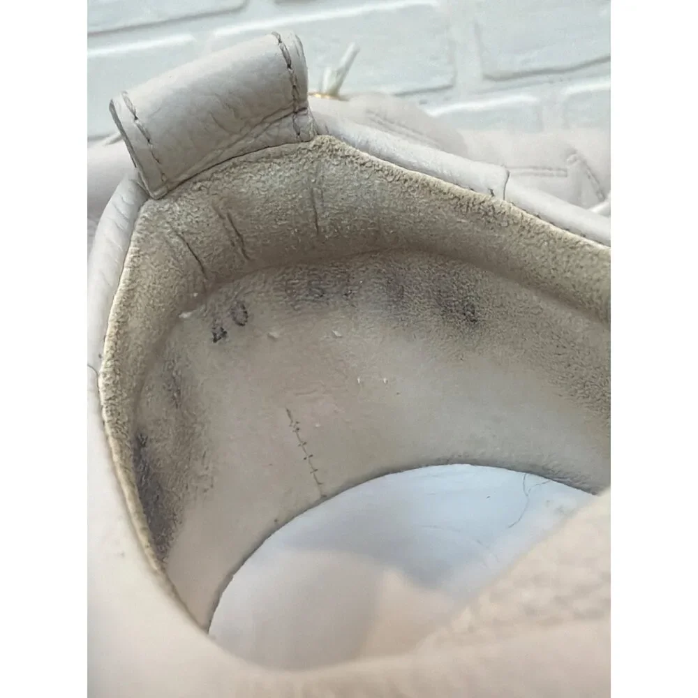 Paul Green Leather Platform Sneakers Cream Gold Hardware Size 5